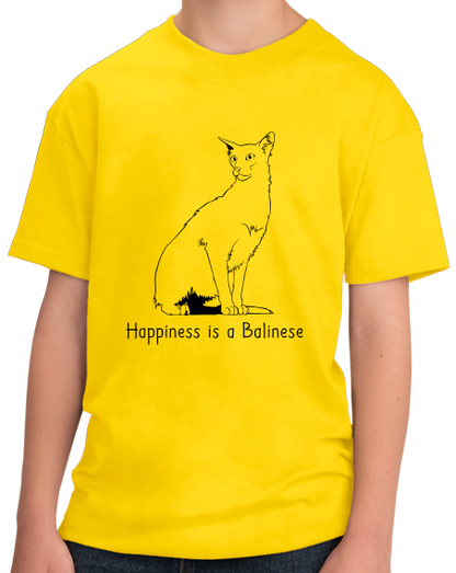 Youth Yellow Happiness Is A Balinese - Cat Lover Kitty Breed Gift Fancy T-shirt