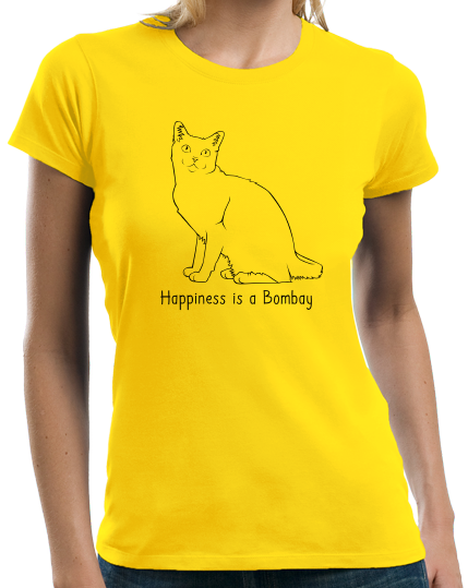 Ladies Yellow Happiness Is A Bombay - Cat Fancy Lover Bombay Breed Gift T-shirt