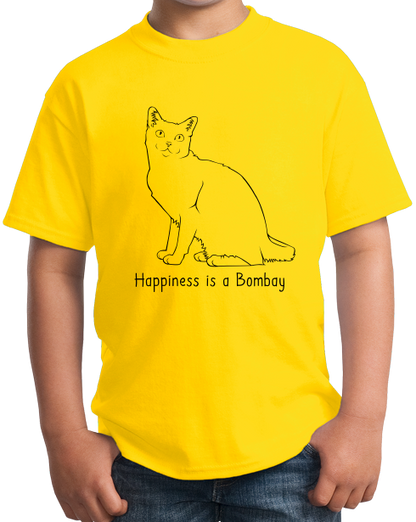 Youth Yellow Happiness Is A Bombay - Cat Fancy Lover Bombay Breed Gift T-shirt