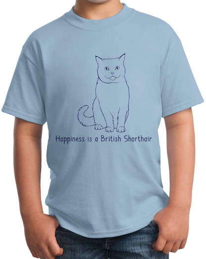 Youth Light Blue Happiness Is A British Shorthair - Cat Fancy British Shorthair T-shirt