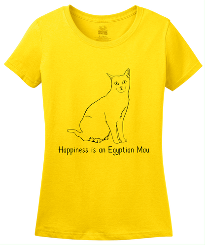 Ladies Yellow Happiness Is An Egyptian Mau - Cat Egyptian Mau Lover Breed T-shirt