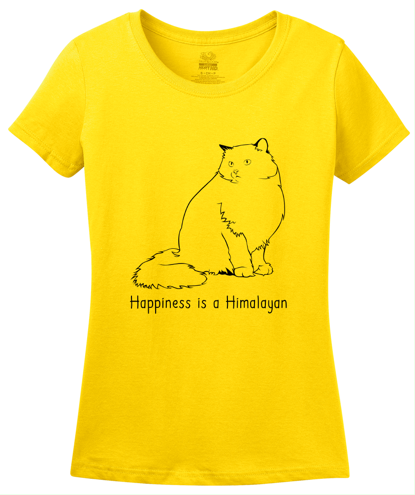 Ladies Yellow Happiness Is A Himalayan - Cat Breed Lover Fancy Cute Kitty T-shirt