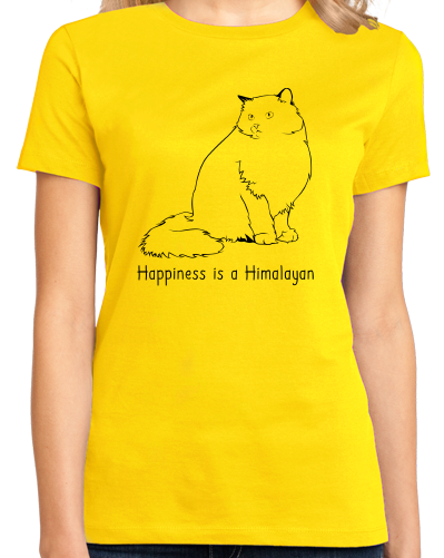 Ladies Yellow Happiness Is A Himalayan - Cat Breed Lover Fancy Cute Kitty T-shirt