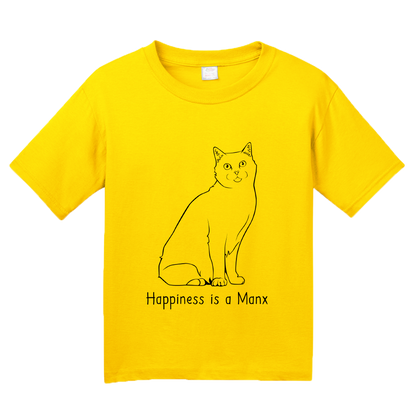 Youth Yellow Happiness Is A Manx - Cat Breed Lover Cute Fancy Funny Kitty T-shirt