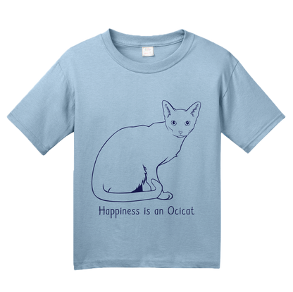 Youth Light Blue Happiness Is An Ocicat - Cat Breed Lover Ocelot Kitty Fancy T-shirt
