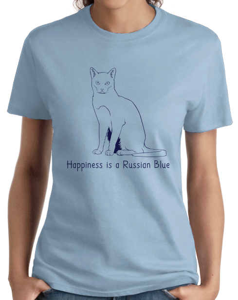Ladies Light Blue Happiness Is A Russian Blue - Cat Fancy Breed Lover Kitty T-shirt
