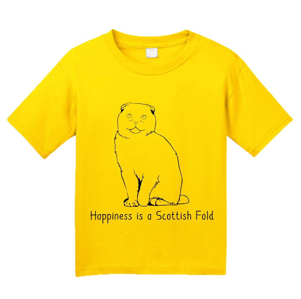 Youth Yellow Happiness Is A Scottish Fold - Cat Fancy Breed Taylor Swift T-shirt