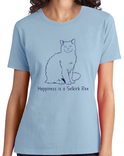Ladies Light Blue Happiness Is A Selkirk Rex - Cat Fancy Breed Fan Kitty Lover T-shirt