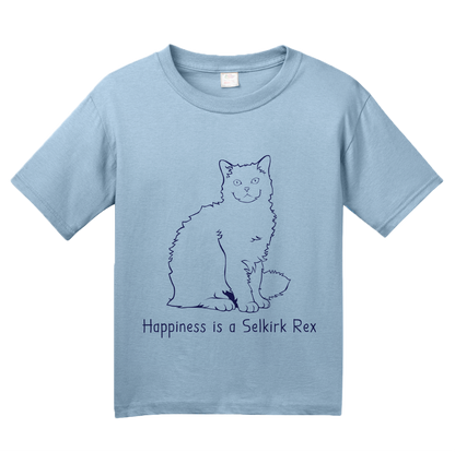 Youth Light Blue Happiness Is A Selkirk Rex - Cat Fancy Breed Fan Kitty Lover T-shirt