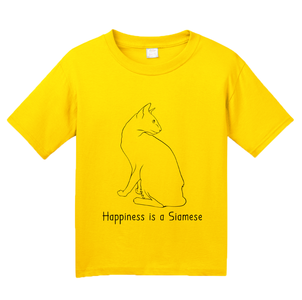 Youth Yellow Happiness Is A Siamese - Cat Fancy Breed Kitty Lover Cute T-shirt