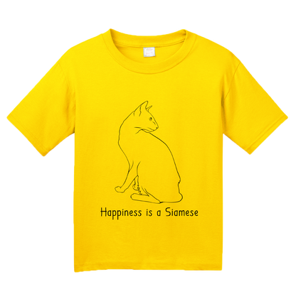 Youth Yellow Happiness Is A Siamese - Cat Fancy Breed Kitty Lover Cute T-shirt