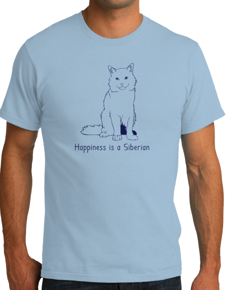 Standard Light Blue Happiness Is A Siberian - Cat Fancy Breed Kitty Lover Cute T-shirt