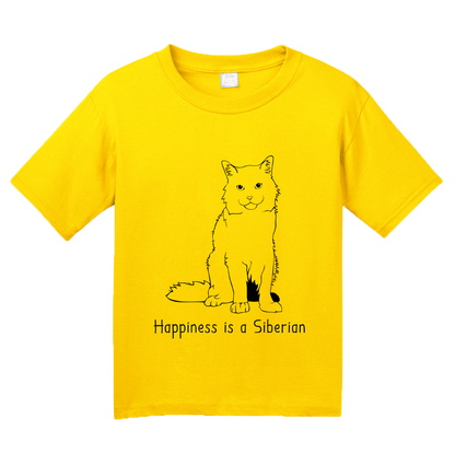 Youth Yellow Happiness Is A Siberian - Cat Fancy Breed Kitty Lover Cute T-shirt