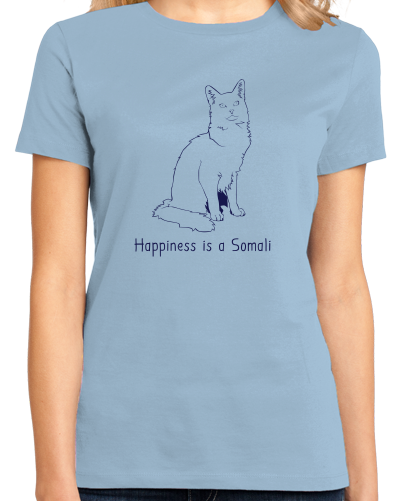 Ladies Light Blue Happiness Is A Somali - Cat Fancy Breed Kitty Lover Cute Fan T-shirt