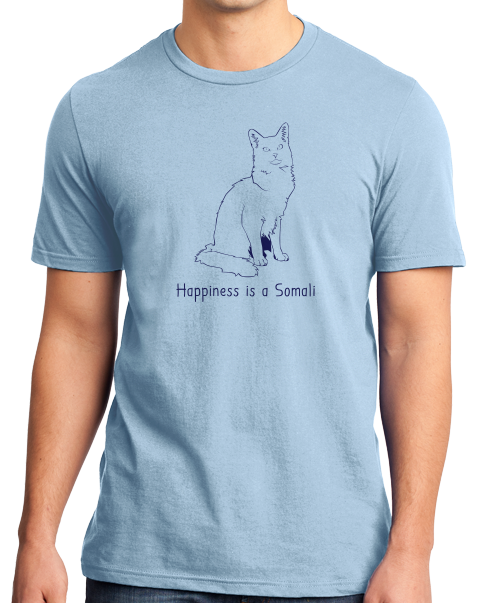Standard Light Blue Happiness Is A Somali - Cat Fancy Breed Kitty Lover Cute Fan T-shirt
