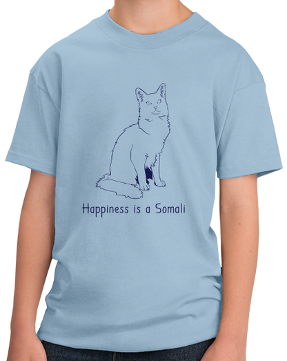 Youth Light Blue Happiness Is A Somali - Cat Fancy Breed Kitty Lover Cute Fan T-shirt