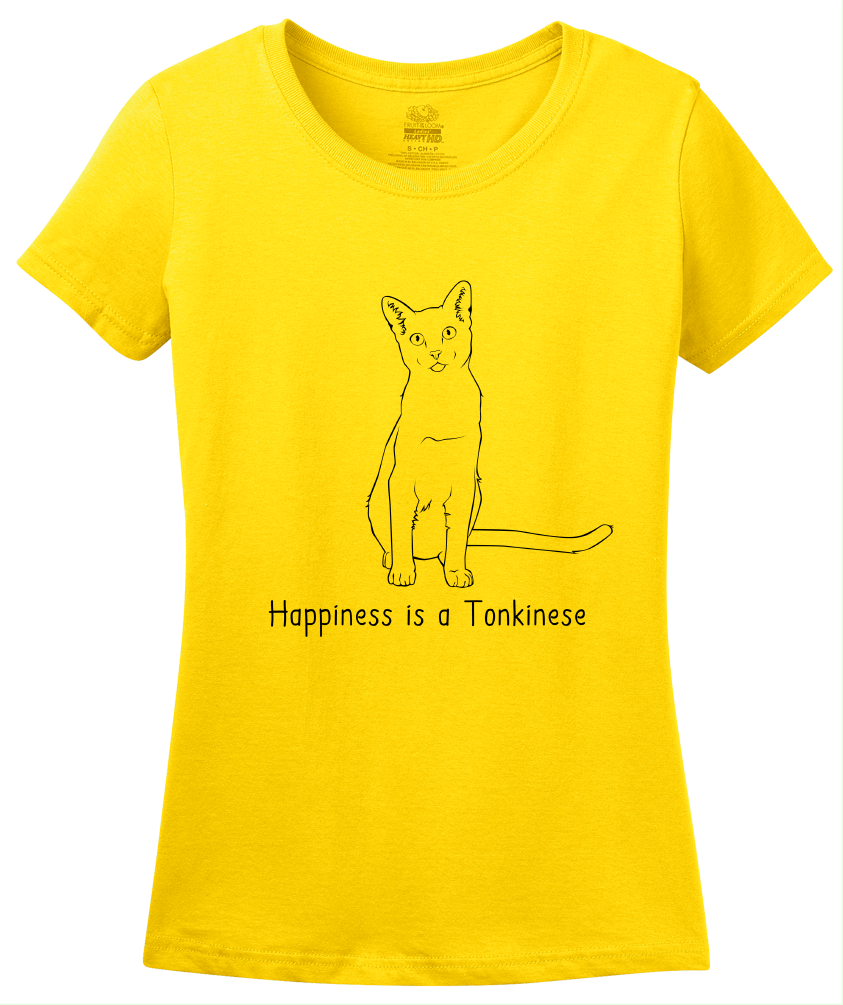 Ladies Yellow Happiness Is A Tonkinese - Cat Fancy Breed Lover Cute Kitty T-shirt