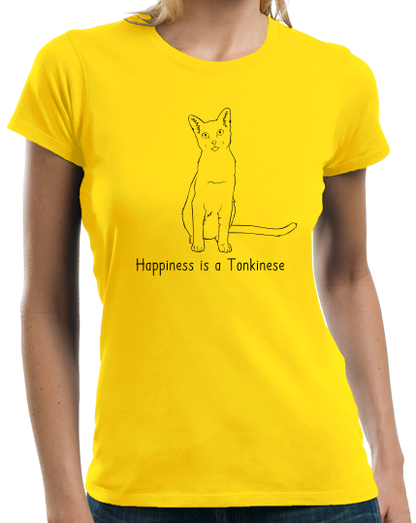 Ladies Yellow Happiness Is A Tonkinese - Cat Fancy Breed Lover Cute Kitty T-shirt
