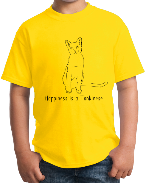 Youth Yellow Happiness Is A Tonkinese - Cat Fancy Breed Lover Cute Kitty T-shirt