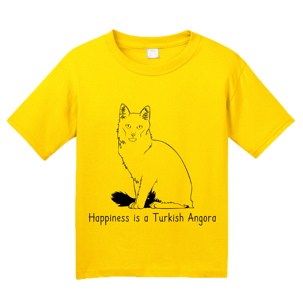 Youth Yellow Happiness Is A Turkish Angora - Cat Fancy Breed Lover Cute T-shirt