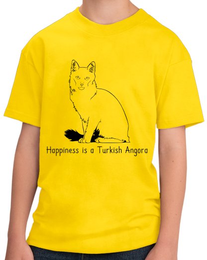 Youth Yellow Happiness Is A Turkish Angora - Cat Fancy Breed Lover Cute T-shirt