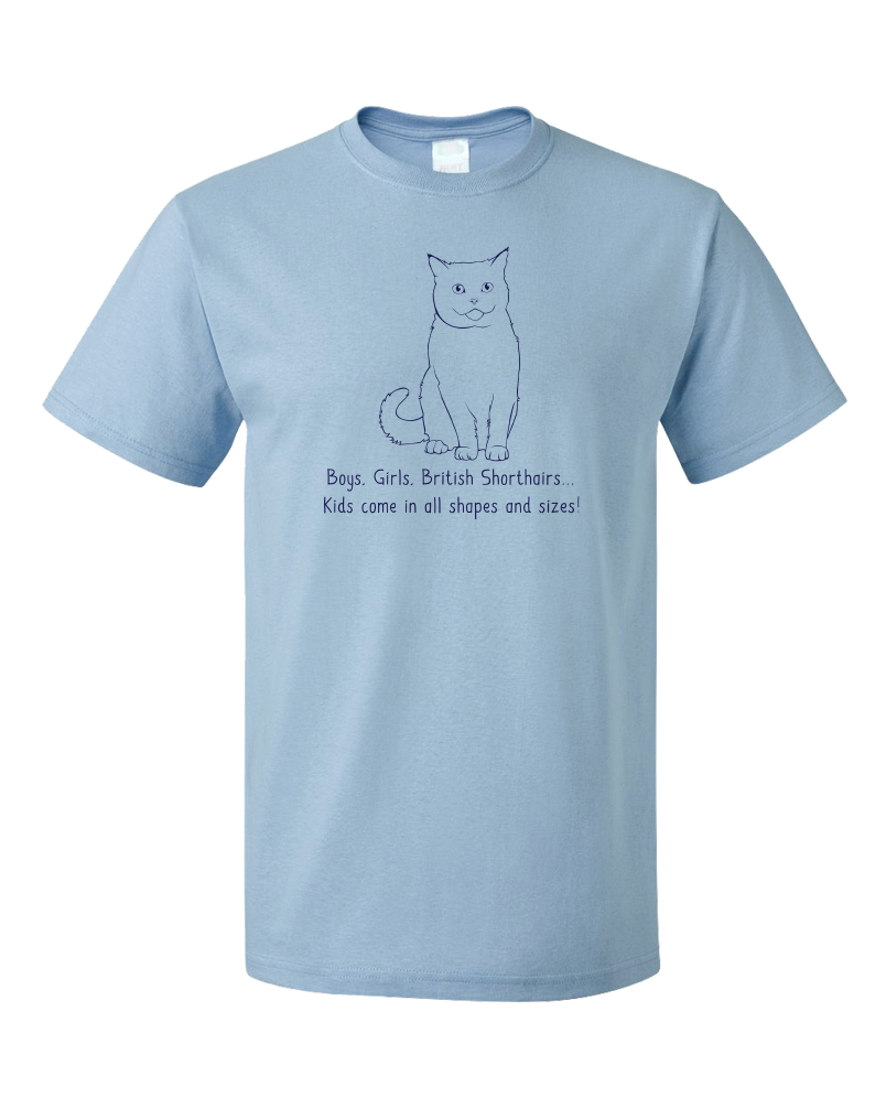 Standard Light Blue Boys, Girls, & British Shorthairs = Kids - Cat Lover Parent T-shirt