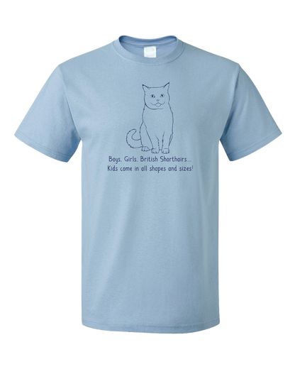Standard Light Blue Boys, Girls, & British Shorthairs = Kids - Cat Lover Parent T-shirt