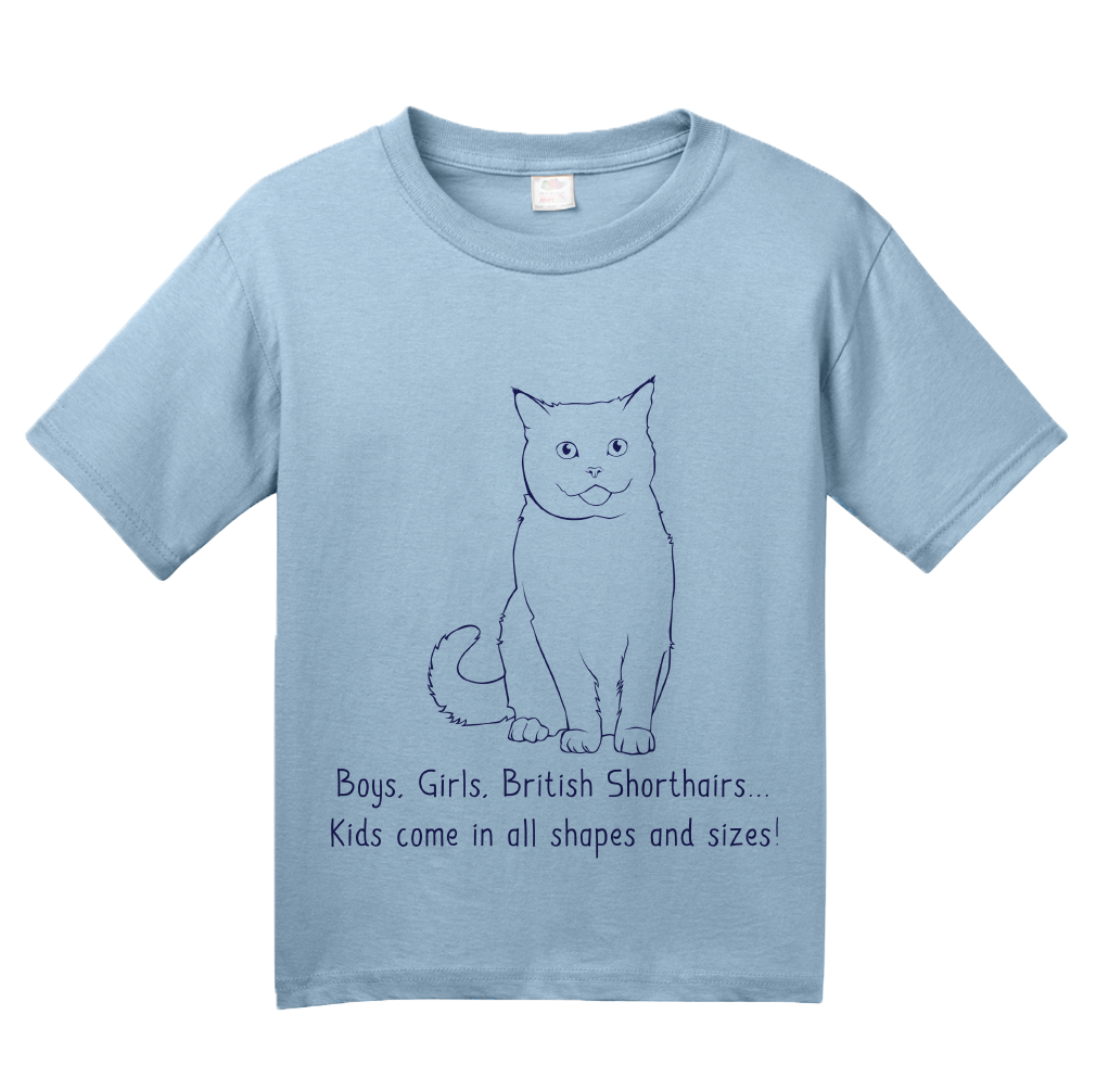 Youth Light Blue Boys, Girls, & British Shorthairs = Kids - Cat Lover Parent T-shirt