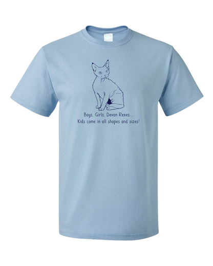 Standard Light Blue Boys, Girls, & Devon Rexes = Kids - Cat Lover Parent Pet T-shirt
