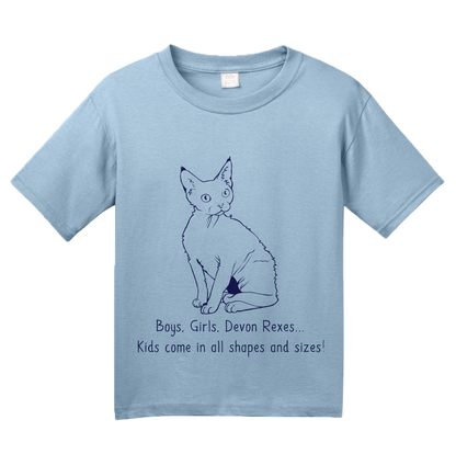 Youth Light Blue Boys, Girls, & Devon Rexes = Kids - Cat Lover Parent Pet T-shirt