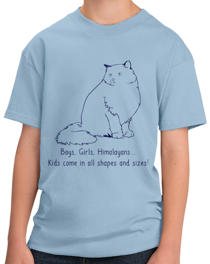 Youth Light Blue Boys, Girls, & Himalayans = Kids - Cat Lover Family Parent T-shirt