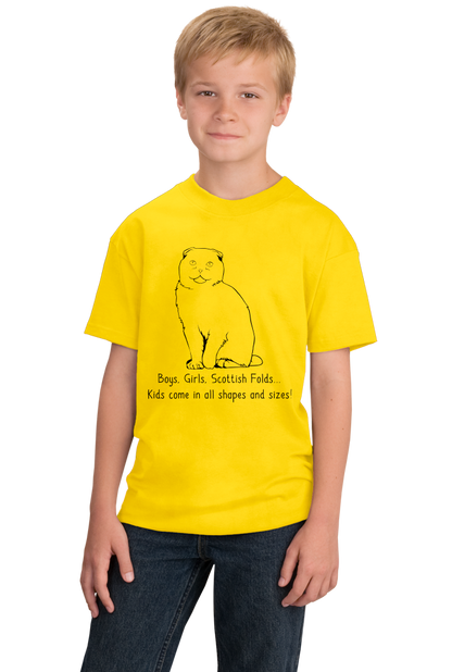 Youth Yellow Boys, Girls, & Scottish Folds = Kids - Cat Lover Parent Cute T-shirt