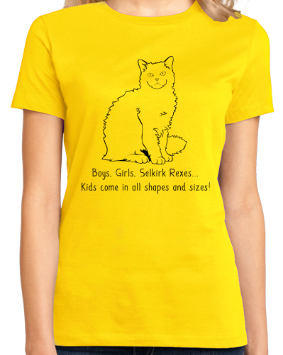 Ladies Yellow Boys, Girls, & Selkirk Rexes = Kids - Cat Lover Proud Parent T-shirt
