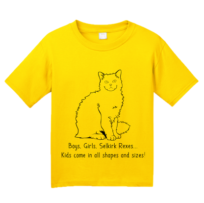 Youth Yellow Boys, Girls, & Selkirk Rexes = Kids - Cat Lover Proud Parent T-shirt