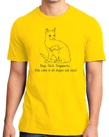 Standard Yellow Boys, Girls, & Singapuras = Kids - Cat Lover Proud Parent T-shirt