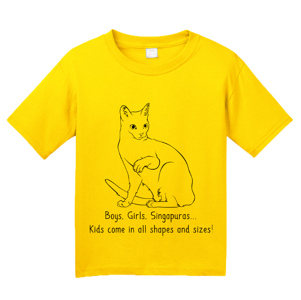 Youth Yellow Boys, Girls, & Singapuras = Kids - Cat Lover Proud Parent T-shirt