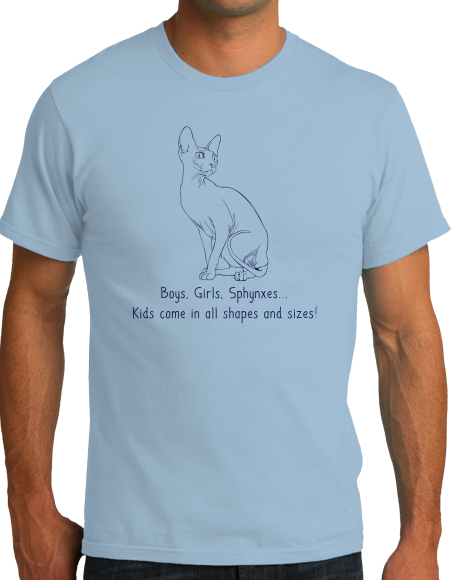 Standard Light Blue Boys, Girls, & Sphynxes = Kids - Cat Lover Family Parent Pet T-shirt