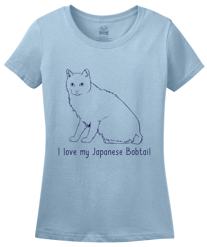 Ladies Light Blue I Love My Japanese Bobtail - Cat Fancy Breed Maru Lover Cute T-shirt
