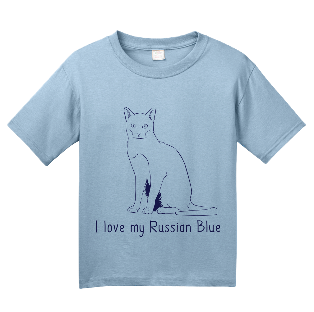Youth Light Blue I Love My Russian Blue - Cat Fancy Breed Lover Parent Owner T-shirt