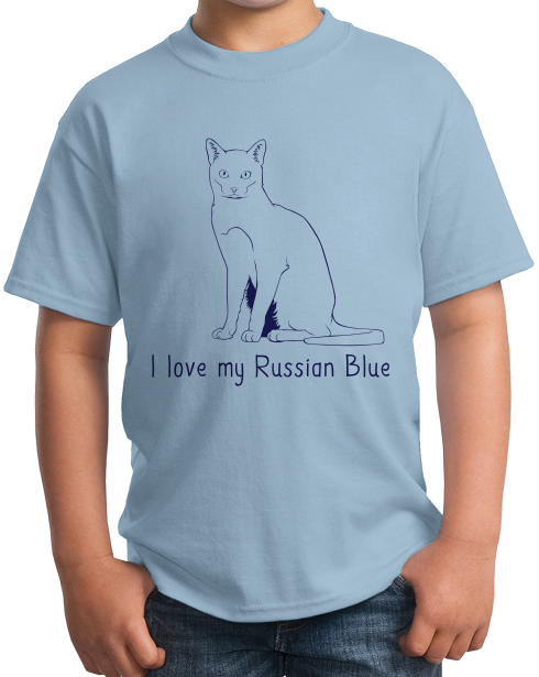 Youth Light Blue I Love My Russian Blue - Cat Fancy Breed Lover Parent Owner T-shirt