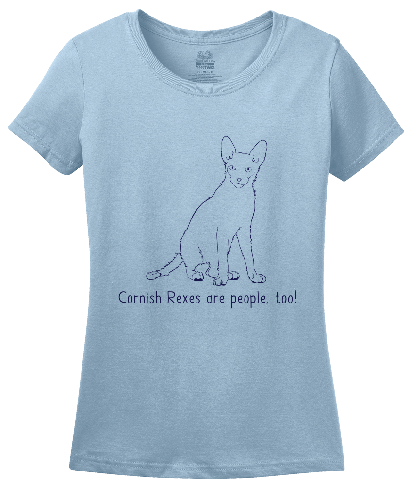 Ladies Light Blue Cornish Rexes Are People Too! - Cat Breed Lover Parent Owner T-shirt