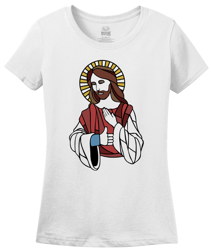 Ladies White Facebook Jesus (Like) - Modern Christian Internet Humor Funny T-shirt