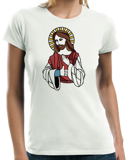 Ladies White Facebook Jesus (Like) - Modern Christian Internet Humor Funny T-shirt
