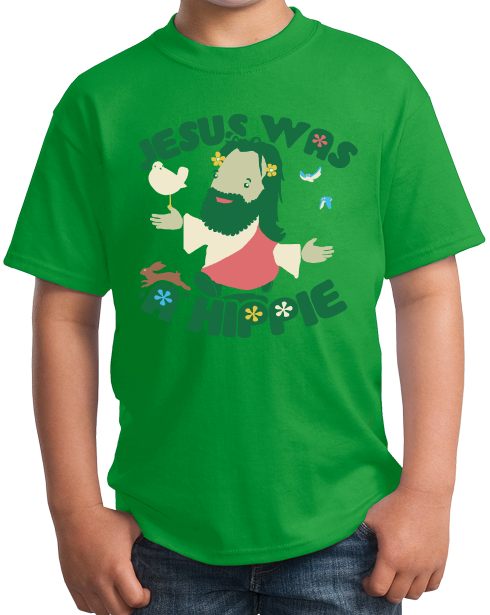 Youth Green Jesus Was A Hippie - Hippie Jesus Funny Christian Humor Ironic T-shirt
