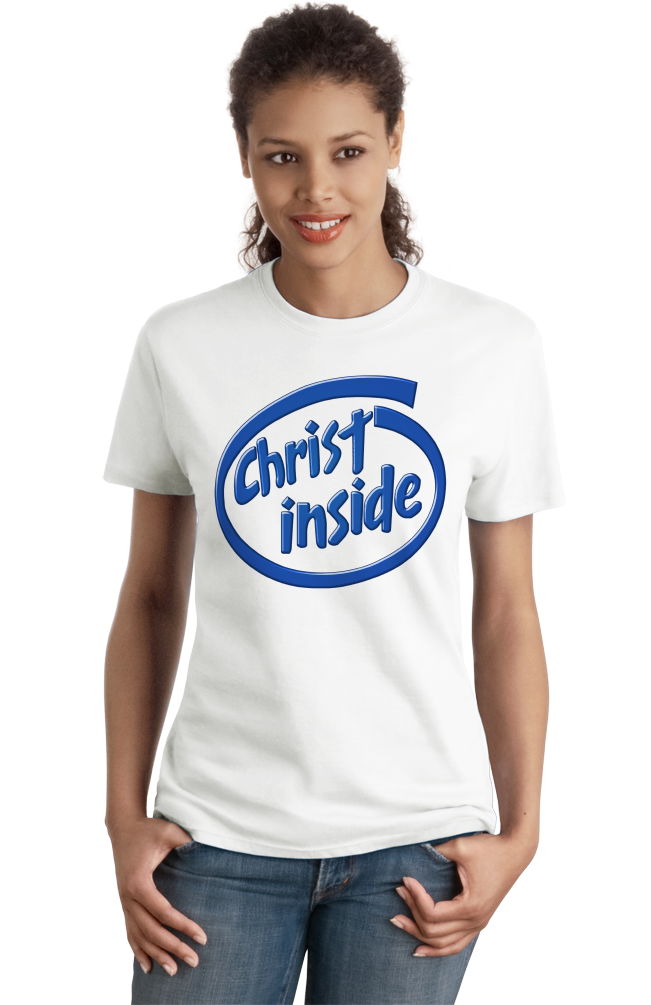Ladies White Christ Inside - Funny Modern Christian Faith Humor T-shirt