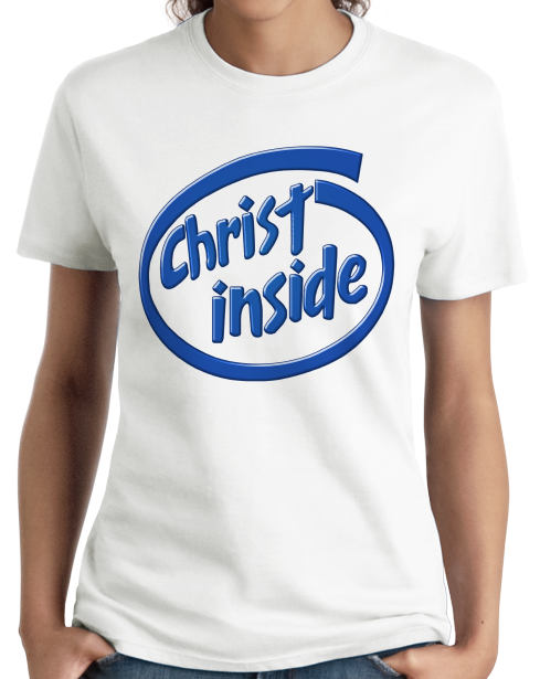 Ladies White Christ Inside - Funny Modern Christian Faith Humor T-shirt