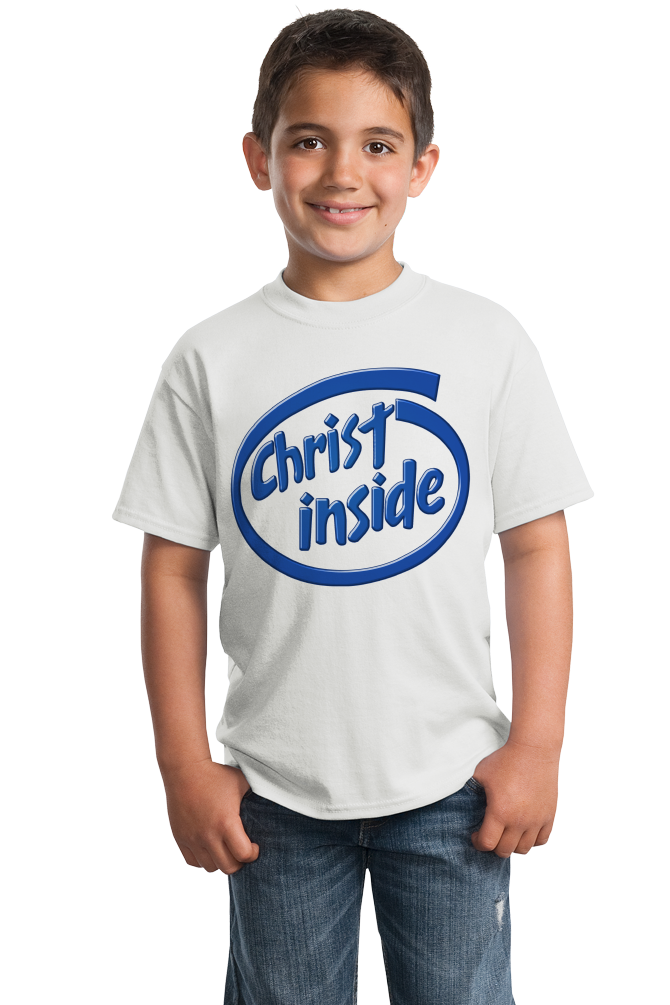 Youth White Christ Inside - Funny Modern Christian Faith Humor T-shirt