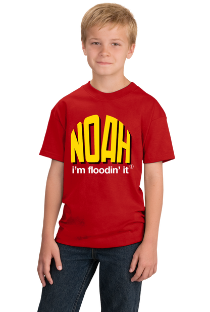 Youth Red Noah: I'm Floodin' It - Bible Humor Christian Old Testament Joke T-shirt