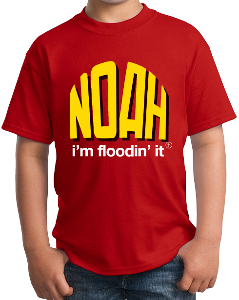 Youth Red Noah: I'm Floodin' It - Bible Humor Christian Old Testament Joke T-shirt