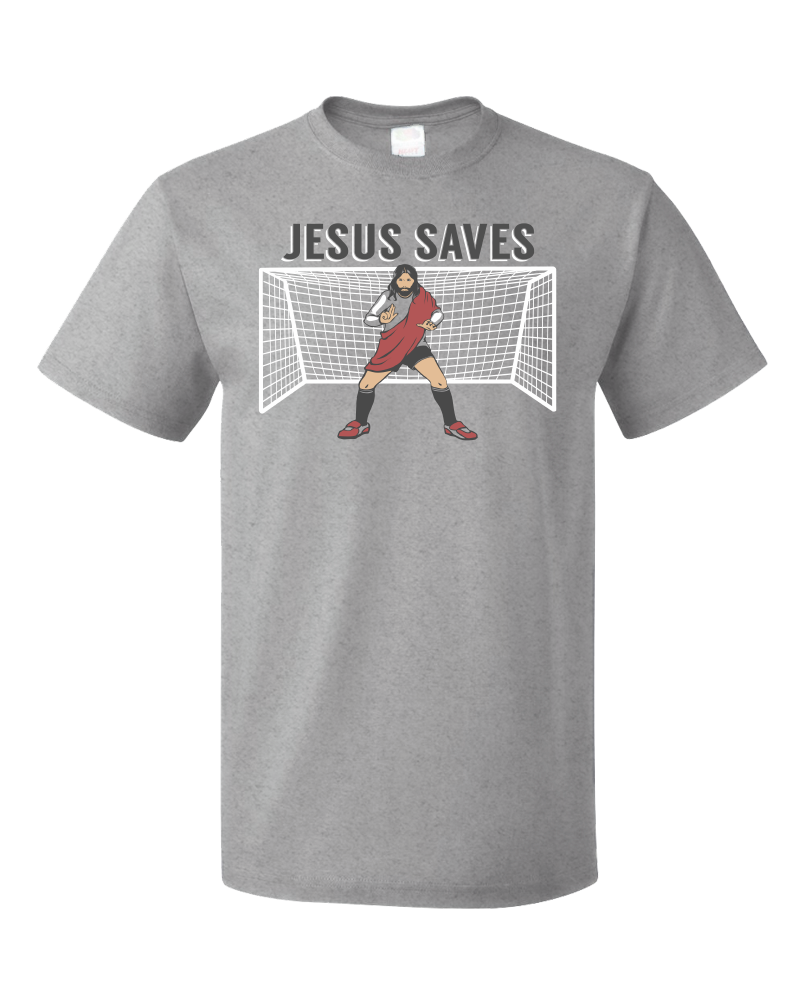 Standard Grey Jesus Saves - Soccer Fan Goalie Christian Funny Jesus Saves T-shirt